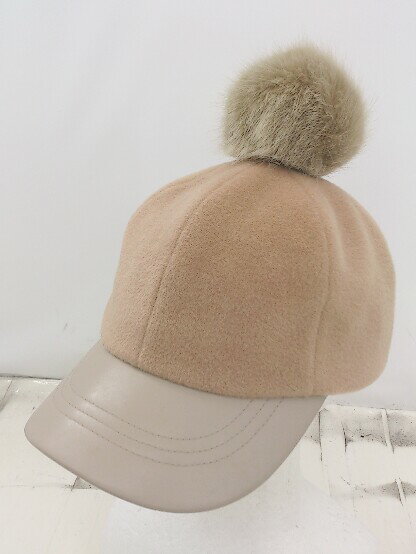 ◇ MERCURYDUO マーキュリーデュオ 異素材 ポンポン付 キャップ 帽子 ベージュ サイズF レディース P 【中古】(4)