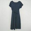 ◇ ◎ ROPE PICNIC ロペピクニック シンプル 無地 フレンチスリーブ 膝下丈 ワンピース サイズ38 ネイビー レディース E 【中古】