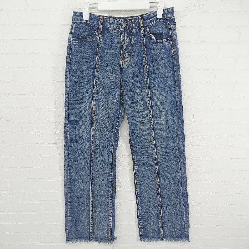 ◇ ap retro アプレトロ カットオフ フリンジ デニム ジーンズ パンツ サイズL ブルー系 レディース E 【中古】