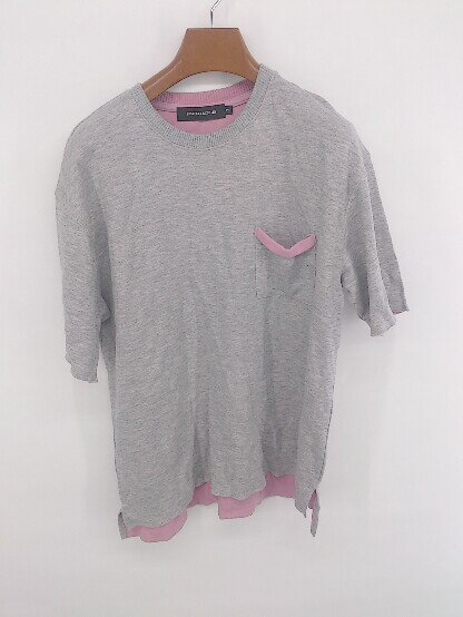 ◇ JACKROSE ジャックローズ カジュアル 胸ポケット 半袖 Tシャツ カットソー サイズL グレー ピンク系 ..