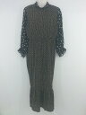 ◇ natural couture 小花柄 大人かわいい シフォン 長袖 ロング ワンピース サイズF ブラック マルチ レディース P 【中古】