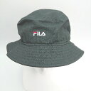 ◇ FILA フィラ コットン100% ロゴワンポイント ストリート バケットハット ブラック サイズ54cm レディース メンズ E 【中古】