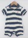 ◇ RALPH LAUREN ラルフローレン ボーダー ベビー 半袖 ロンパース サイズ70 ホワイト ネイビー メンズ E 【中古】