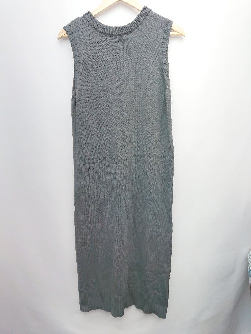 ◇ ur's ユアーズ バックスリット タイト ノースリーブ 膝下丈 ニット ワンピース サイズM ダークグレー系 レディース P 【中古】