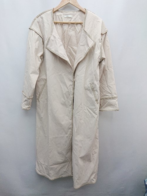 ◇ VANNIE U ヴァニーユー ロング ノーカラー トレンチ 長袖 コート サイズF ベージュ レディース P 【中古】