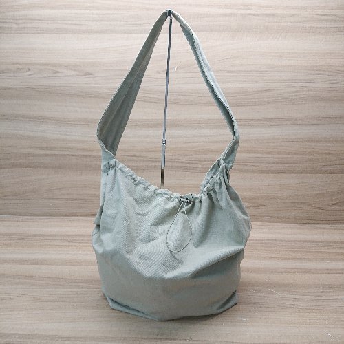 ◇ el mar コットン100% 絞り ドローコード ショルダー 肩掛け 斜め掛け バッグ ベージュ レディース メンズ E 【中古】