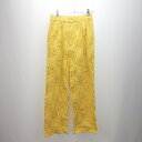 ◇ SIMPLICITE バックウエストゴム 透け感 裏地あり 刺繍デザイン パンツ 表記なし イエロー レディース E 【中古】(4)