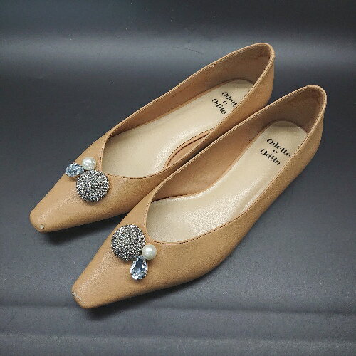 ◇ OdetteeOdile オデットエオディール パーツ ポインテッドトゥ バレエシューズ サイズ24 1/2 キャメル レディース E 【中古】