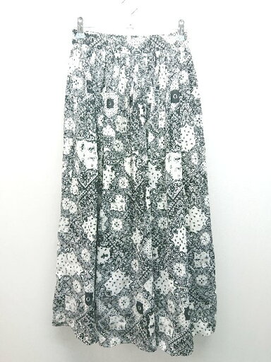 ◇ PAGEBOY ページボーイ ウエストゴム ペイズリー柄 ロング丈 フレア スカート サイズF ブラック/ホワイト レディース E 【中古】 ◇ PAGEBOY ページボーイ ウエストゴム ペイズリー柄 ロング丈 フレア スカート サイズF ブラック/ホワイト レディース E 【中古】