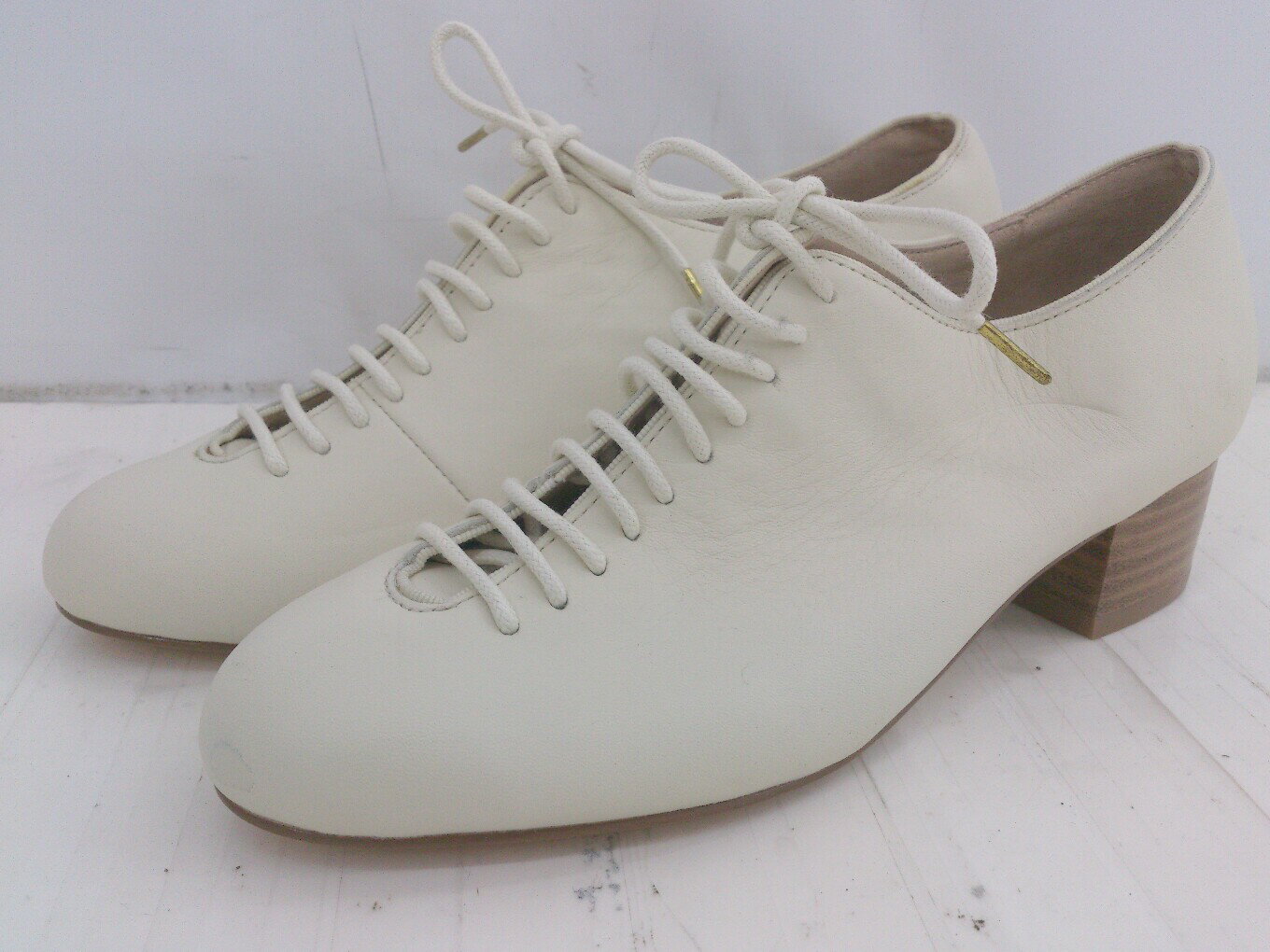 ◇ cardo fabrica カルドファブリカ チャンキーヒール レースアップ パンプス シューズ サイズS アイボリー系 レディース P 【中古】