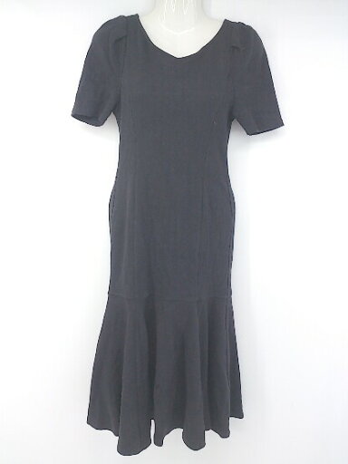 ◇ Lil Ambition Vネック パワーショルダー リブ 半袖 膝丈 ワンピース サイズS ブラック レディース P 【中古】 ◇ Lil Ambition Vネック パワーショルダー リブ 半袖 膝丈 ワンピース サイズS ブラック レディース P 【中古】