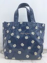 ◇ PAUL & JOE ポール アンド ジョー ネコ柄 保冷ポーチ付き ハンド バッグ ネイビー アイボリー系 レディース P 【中古】