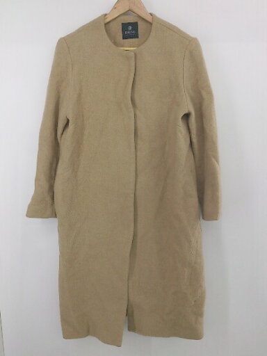 ■ nano universe ナノ ユニバース 大人女子 通勤 OL カジュアル 長袖 ノーカラー コート サイズF ベージュ系 レディース P 【中古】 ■ nano universe ナノ ユニバース 大人女子 通勤 OL カジュアル 長袖 ノーカラー コート サイズF ベージュ系 レディース P 【中古】