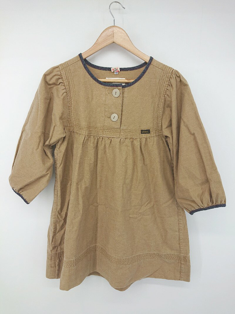◇ ◎ STORE'S RUGGED WORK CLOTHES ボリュームスリーブ 長袖 チュニック ワンピース サイズ36 ブラウン系 レディース P 【中古】