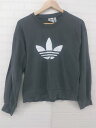 ◇ adidas アディダス 三つ葉 トレフォイル ロゴプリント 長袖 トレーナー サイズM チャコールグレー レディース メンズ P 【中古】