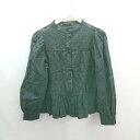 ◇ ZARA ザラ 刺繡 ギャザー フレア バンドカラー フロントボタン 長袖 ブラウス サイズXS ブラック レディース E 【中古】