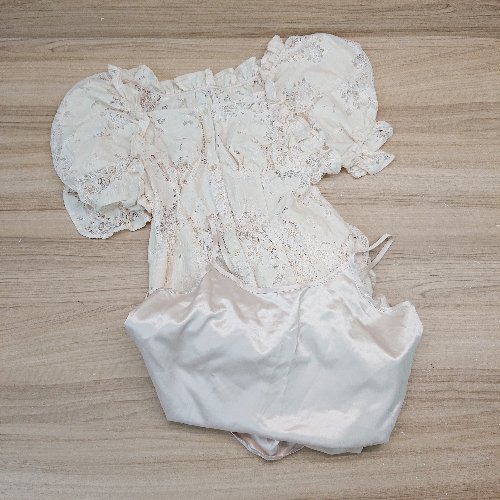 ◇ ◎ one after another NICE CLAUP レース フロントボタン 半袖 ロング丈 ワンピース サイズF アイボリー レディース E 【中古】