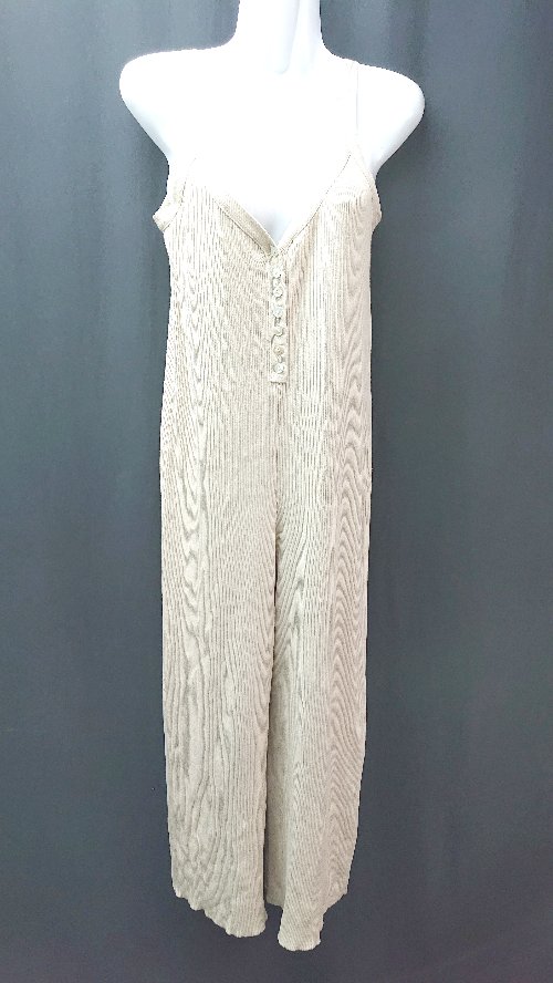 ◇ FEMIND TOKYO リブ 無地 ワイド ストレッチ オールインワン サイズF ベージュ レディース E 【中古】