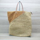 ◇ ikot イコット 大きめ 無地 レザーハンドル かごバッグ オレンジ レディース E 【中古】