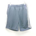 ◇ adidas アディダス サイドライン ウエストゴム ジャージ ハーフパンツ サイズL ネイビー レディース E 【中古】