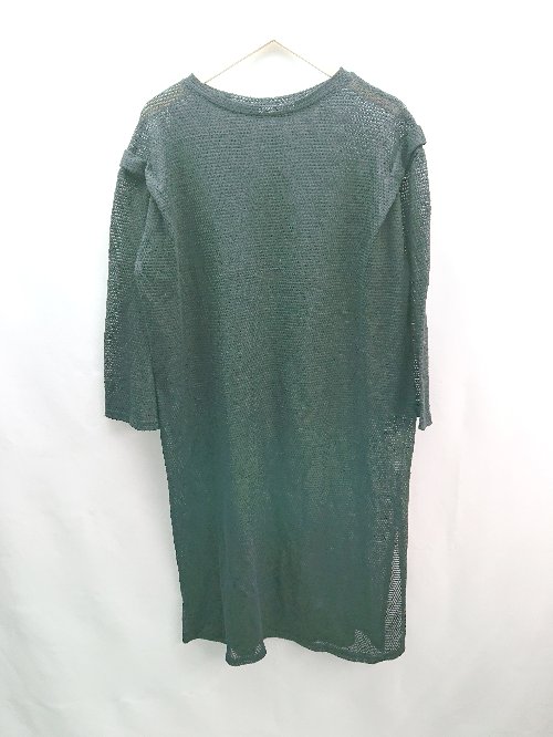 ◇ DouDou ドゥドゥ ポリエステル100％ メッシュ無地 大人っぽい 長袖 ロング ワンピース サイズF ブラック レディース E 【中古】