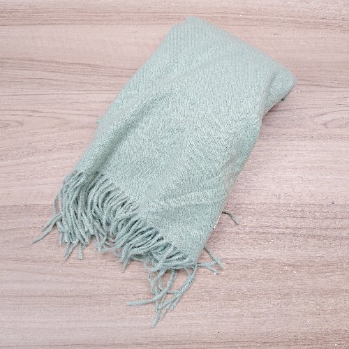 ◇ MC&MO カシミヤタッチ ウールタッチ くすみカラー 無地 シンプル ストール ライトグリーン レディース E 【中古】