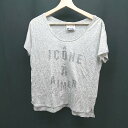 ◇ Rouge vif ルージュ ヴィフ クルーネック リネン使用 薄手 夏向け 半袖 Tシャツ 表記なし グレー レディース E 【中古】(4)