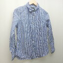 ◇ ◎ accure スタンダードカラー ストライプ柄 透け感なし 長袖 シャツ 表記なし ブルー/ホワイト レディース E 【中古】(4)