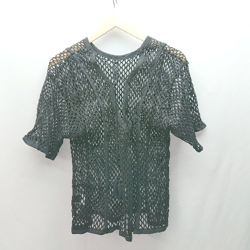 ◇ JEANASiS ラウンドネック 重ね着 バックリボン 無地 ロック 半袖 シャツ サイズFREE ブラック レディース E 【中古】 ◇ JEANASiS ラウンドネック 重ね着 バックリボン 無地 ロック 半袖 シャツ サイズFREE ブラック レディース E 【中古】
