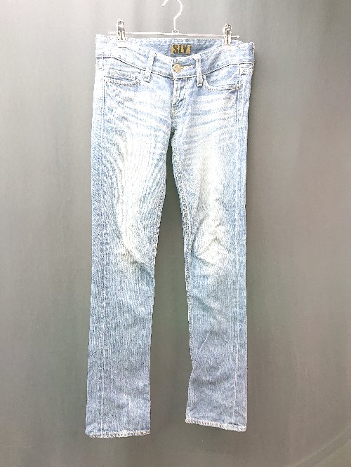◇ SLY フロントファスナー ベルトループ 両サイドポケット デニムパンツ サイズ24 ブルー系 レディース E 【中古】