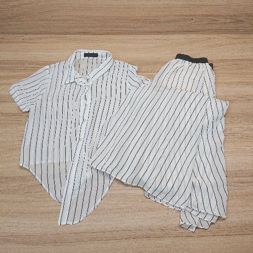 ◇ JEANASiS ウエストゴム ストライプ柄 裏地あり シンプル ロング - セットアップ サイズFREE ホワイト系 レディース E 【中古】 ◇ JEANASiS ウエストゴム ストライプ柄 裏地あり シンプル ロング - セットアップ サイズFREE ホワイト系 レディース E 【中古】