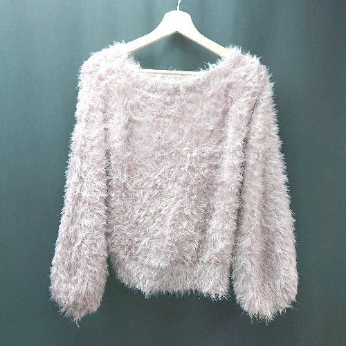 ◇ Heather ヘザー シャギー ラウンドネック かわいい 秋冬 長袖 ニット セーター サイズF ピンク レデ..
