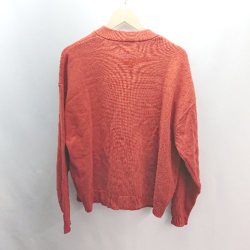 ◇ MONO-MART モノマート Vネック ケーブル 起毛 ボタン ストレッチ 長袖 カーディガン サイズM レッド レディース E 【中古】