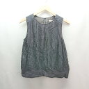 ◇ BALLSEY ボールジィ Uネック 裏地 薄手 プリーツ シンプル ノースリーブ ブラウス サイズ38 ネイビー レディース E 【中古】(4)