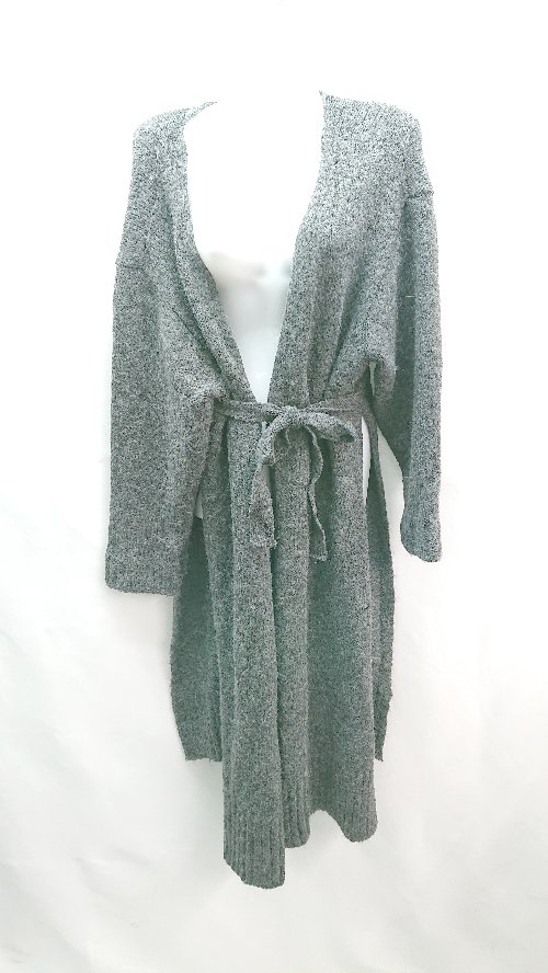 ◇ ◎ LAULEN サイドスリット アルパカ混 ウール使用 スマート 長袖 ロングカーディガン 表記なし グレー レディース E 【中古】(4)