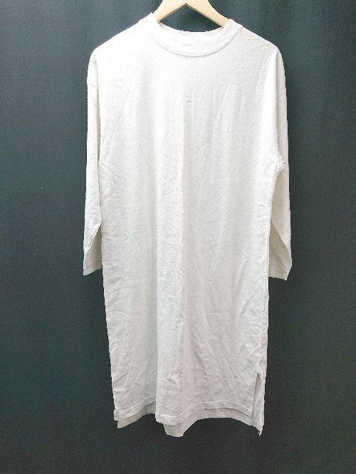 ◇ GLOBAL WORK クルーネック 無地 大人カジュアル 長袖 ロング丈 ワンピース サイズM ホワイト レディース E 【中古】