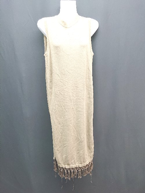 ◇ GRACE CONTINENTAL 裾フリンジ サイドスリット ノースリーブ ロング丈 ニット サイズ36 ブラウン レディース E 【中古】