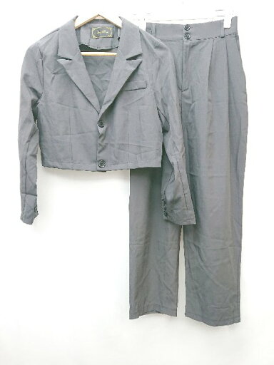 ◇ Libby&Rose 2B ショート丈 タック シングル パンツ スーツ セットアップ ダークグレー系 レディース P 【中古】 ◇ Libby&Rose 2B ショート丈 タック シングル パンツ スーツ セットアップ ダークグレー系 レディース P 【中古】