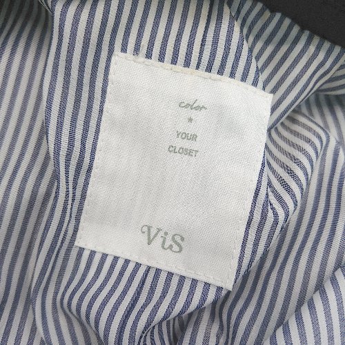 ◇ vis テーラード ストライプ カジュアル　羽織り スリット 長袖 ジャケット サイズM ネイビー レディース E 【中古】