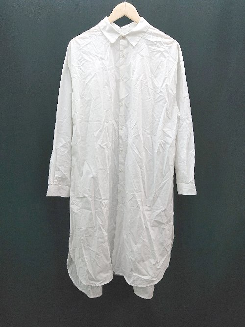 ◇ TRUE COLORS MARKET フロントボタン コットン100％ キレイめ 長袖 ロング ワンピース 表記なし ホワ..