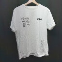 ◇ fila フィラ クルーネック BTS着用 カジュアル バーコード 半袖 Tシャツ サイズFREE ホワイト レディース メンズ E 【中古】