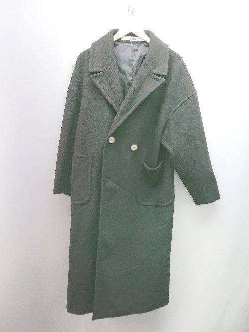 ◇ Libra ダブルボタン ロング丈 バックスリット 両サイドポケット 長袖 コート サイズFREE ブラック レディース E 【中古】