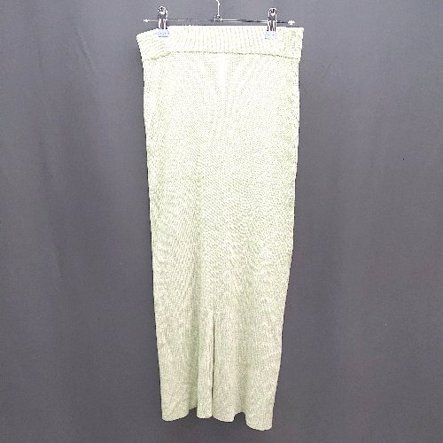 ◇ JEANASIS ジーナシス ウエストゴム スリット リブ ストレッチ ロング タイト スカート サイズF グリーン レディース E 【中古】