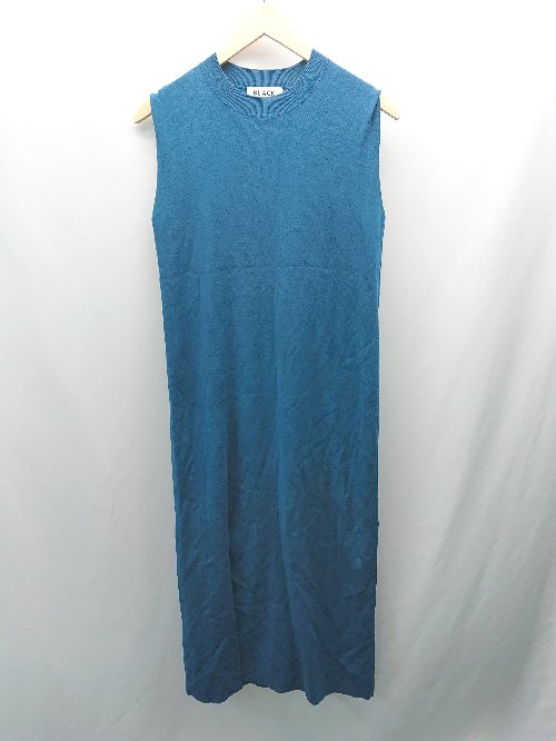 ◇ BLACK BY MOUSSY クルーネック スリット ニット ストレッチ ロング ワンピース サイズFREE ブルー レディース E 【中古】