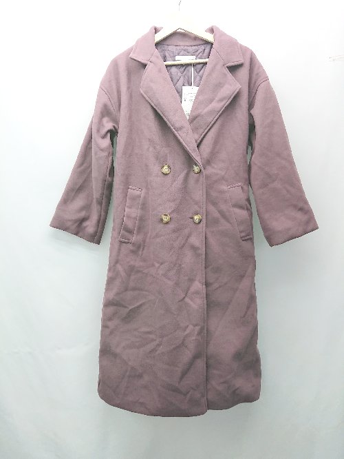 ◇ ◎ ●未使用● Aunt Marie's フロントボタン 無地 カジュアル 秋冬向け 長袖 コート 表記なし パープル レディース E 【中古】