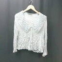 ◇ ZARA ザラ Vネック レース 花柄 ボタン 薄手 透け感 かわいい シンプル 長袖 ブラウス サイズM ブルー レディース E 【中古】