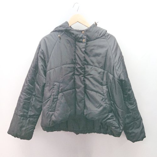 ◇ natural couture ジップアップ 中綿 ジャケット フード 秋冬 長袖 ブルゾン サイズF ブラック レディース E 【中古】