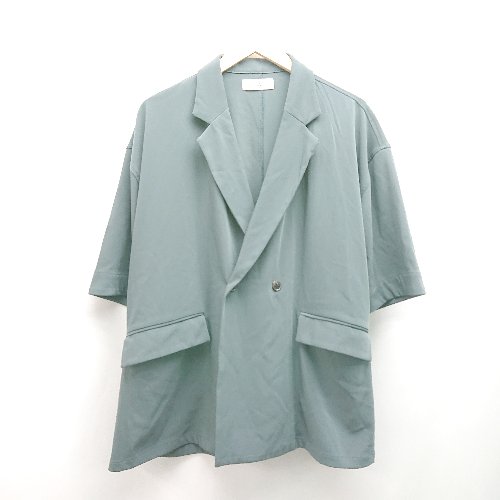 ◇ LOOSE ルーズ フロントボタン 裏地無 サイドジッパースリット 長袖 コート サイズM グリーン系 レディース E 【中古】