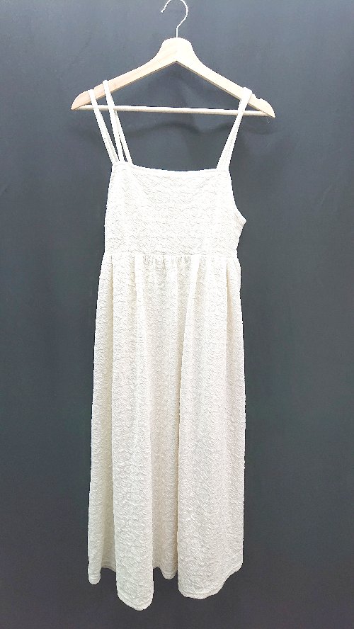 ◇ ◎ ●未使用● angelina レーヨン混合生地 バックスリット 綺麗め ロング ワンピース サイズF アイボリー レディース E 【中古】