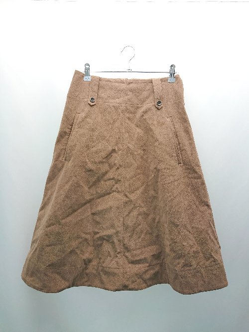 ◇ AMERICAN RAG CIE バックジップ 起毛 裏地 シンプル オシャレ 膝丈 フレア スカート サイズ0 ブラウン レディース E 【中古】